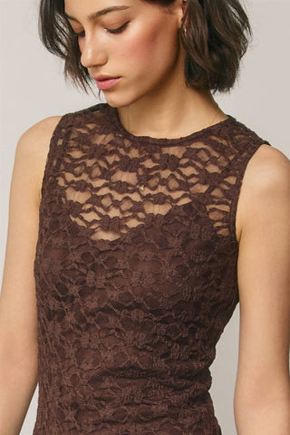 Sleeveless Crew Lace Maxi Dress