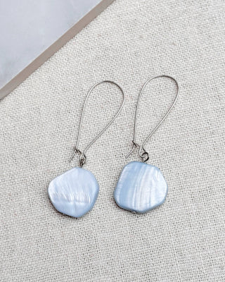 Blue Mother of Pearl Shell Dangle Earrings