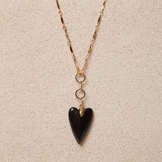 Serena // Black Agate Heart Necklace