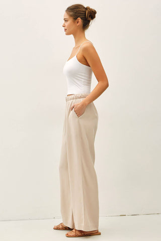 Sand Washed Tencel Wide Leg Pants
