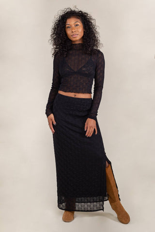 Abra Jacquard Mesh Maxi Skirt