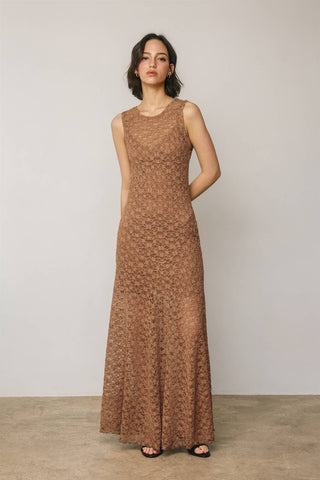 Sleeveless Crew Lace Maxi Dress