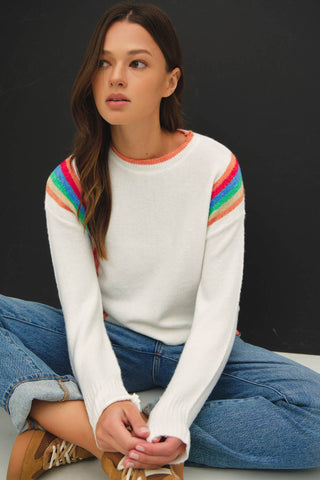 Wool Blend Rainbow Stripe Sweater