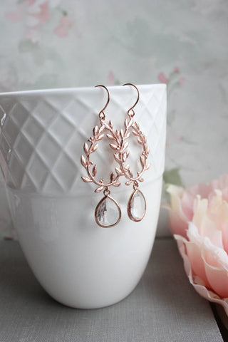 Rose Gold Laurel Wreath Earrings