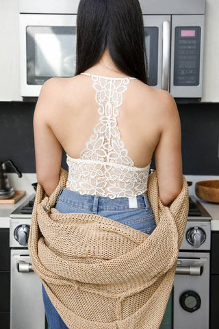 🌺 Floral Lace Racerback Bralette – Perfectly Padded!
