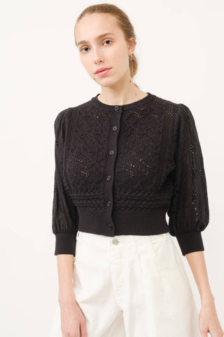 Hendry 3/4 SLEEVEMixed Cotton Eyelet Sweater