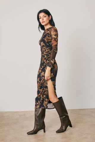 Aurelia Floral Mesh Midi Dress