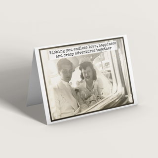 Wedding Card. Wishing You Endless Love. Vintage Couple Bride