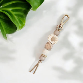 Wood and Daisy Keychain