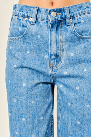 Polka Dot Loose Straight Denim