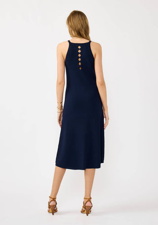 Sleeveless Knit Midi Dress with Back Diamond Cutout