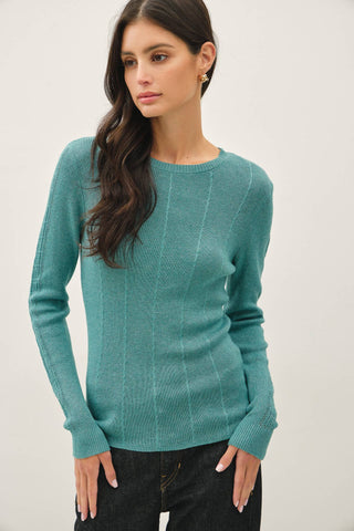 Crochet Sleeve Pointelle Fine Sweater