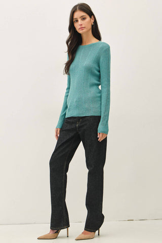 Crochet Sleeve Pointelle Fine Sweater