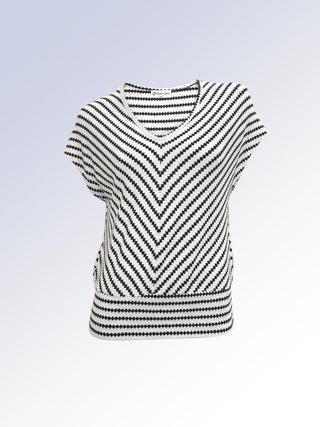 V-Striped Knit Top