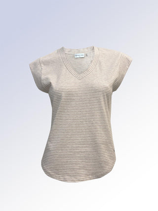 Cotton Cap Sleeve Striped Tee