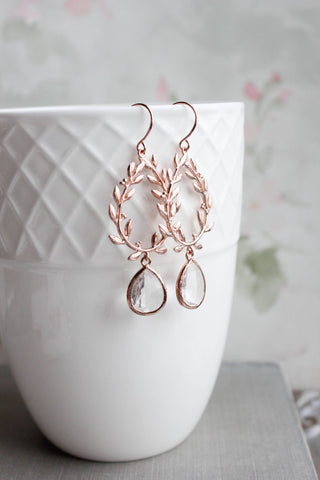 Rose Gold Laurel Wreath Earrings