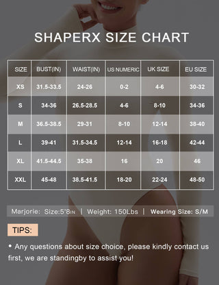 SHAPERX Mock Neck Bodysuit for Women Long Sleeve Thong