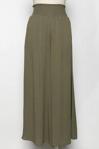 Smocked Waist Wide Leg Pants