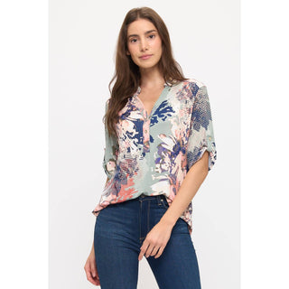 Emeline Roll Sleeve Half Button Top