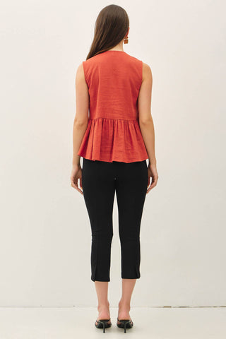 Airy Linen Blend Peplum Top