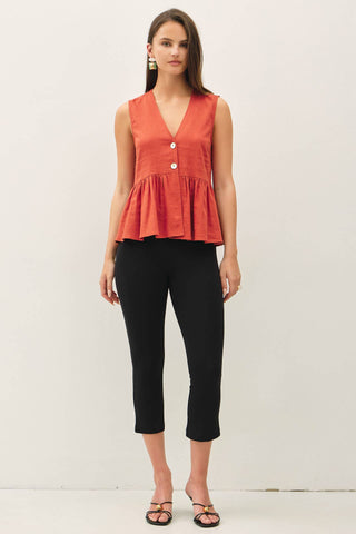Airy Linen Blend Peplum Top