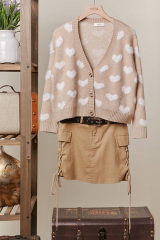 Fuzzy Heart Cardigan