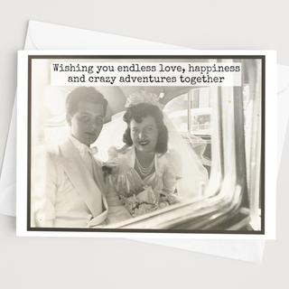Wedding Card. Wishing You Endless Love. Vintage Couple Bride