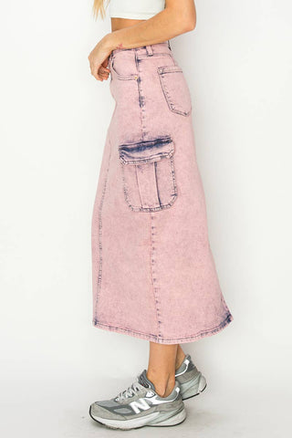 Utility Pink Dyed Maxi Skirt