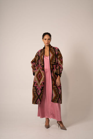 Coachella Cardi Coat Pink Print