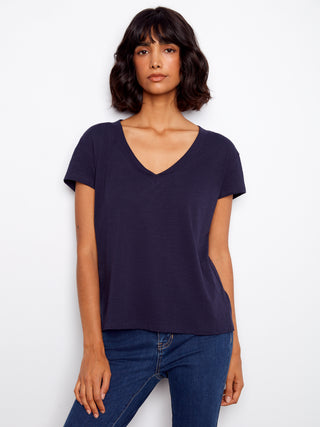 Organic Cotton Drop Shoulder V-Neck Tee