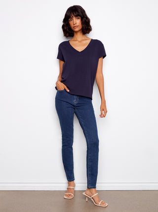 Organic Cotton Drop Shoulder V-Neck Tee