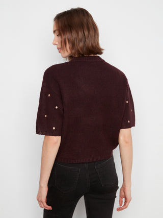 Kitty Elbow Sleeve Embroidered Sweater