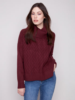 Cowl Neck Sweater with Side Slit