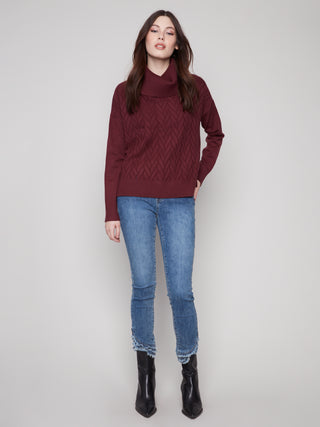 Cowl Neck Sweater with Side Slit