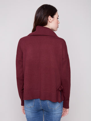 Cowl Neck Sweater with Side Slit