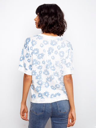 S/S Flower Print reversible Knit