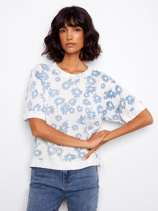 S/S Flower Print reversible Knit