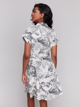 Linen Blend Button Front Dress