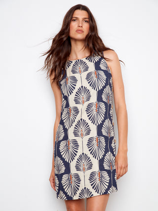 Sleeveless Linen Dress With Side Button Detail