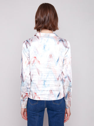 Satin Button Up Twist Front