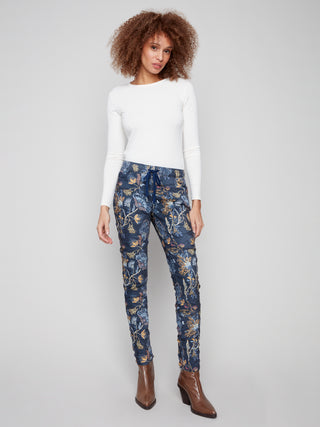 Crinkle Suede Pull-On Pants