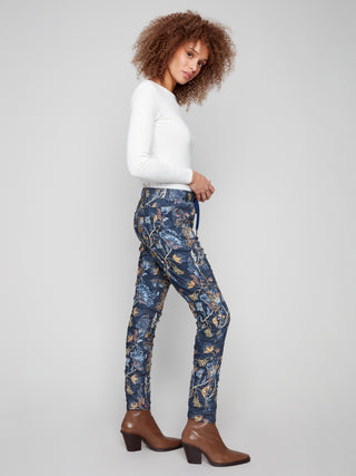 Crinkle Suede Pull-On Pants