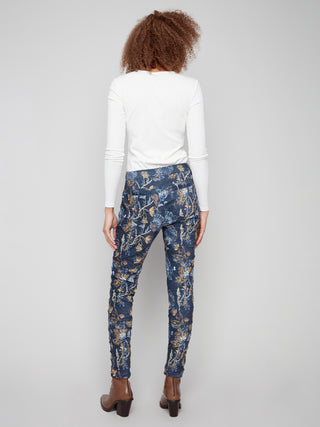 Crinkle Suede Pull-On Pants