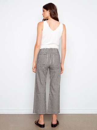 Linen Blend Print Crop Pants