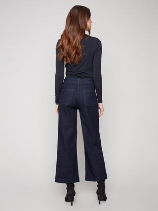 Cropped Wide Leg Stretch Denim