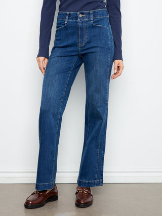Straight Leg Jeans Front Panel Pockets
