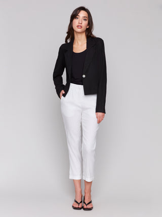 Linen Blend Crop Blazer