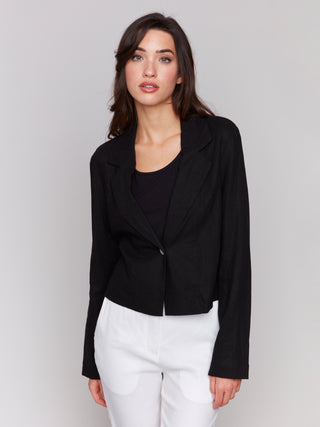Linen Blend Crop Blazer