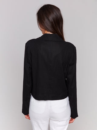 Linen Blend Crop Blazer