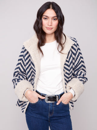 Chevron Sherpa Short Coat
